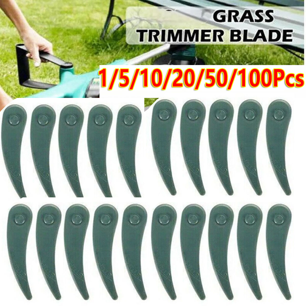 Gardening Tools Basic - 1/5/10/20/50/100Pc Green Plastic Grass Trimmer Blades