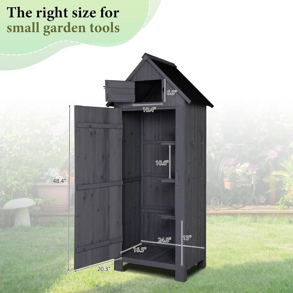 Outdoor Wooden Storage Shed, G - Gardening Tools Organizer 评论和价格