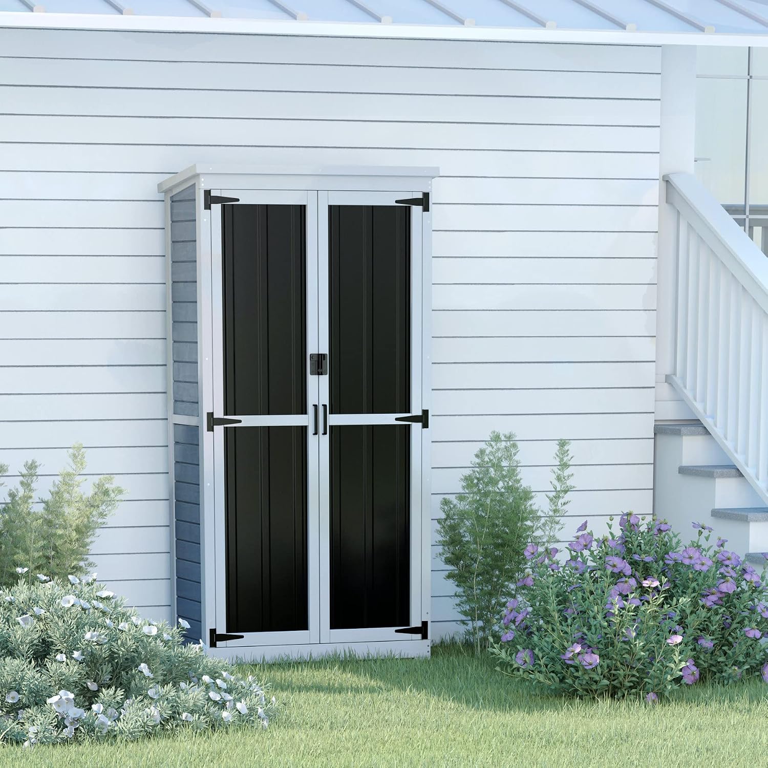 Outdoor Storage Cabinet Wood M - Gardening Tools Organizer 评论和价格