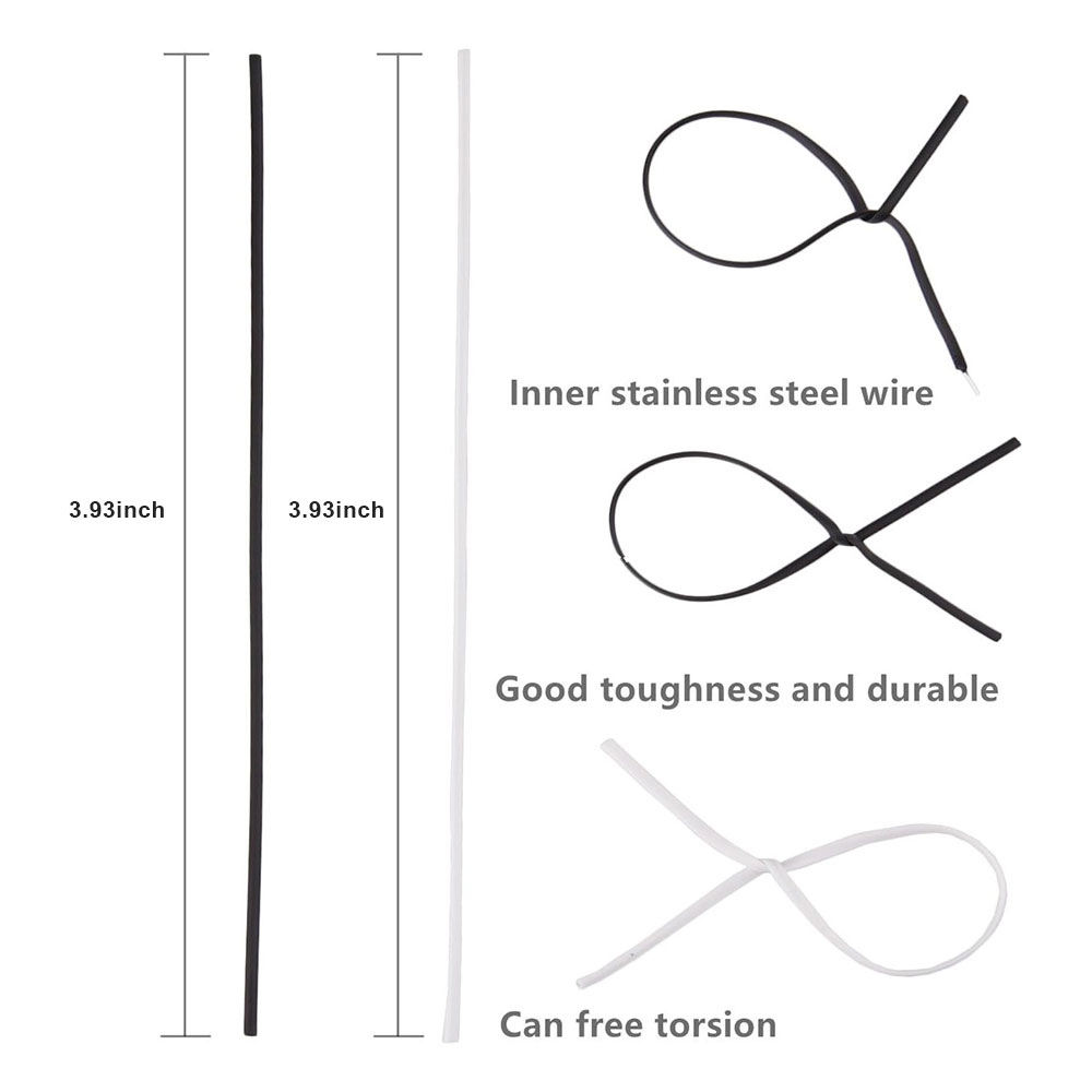 100Pcs BK WH Oblate Iron Wire  - Garden Wire Twist Tie 评论和价格