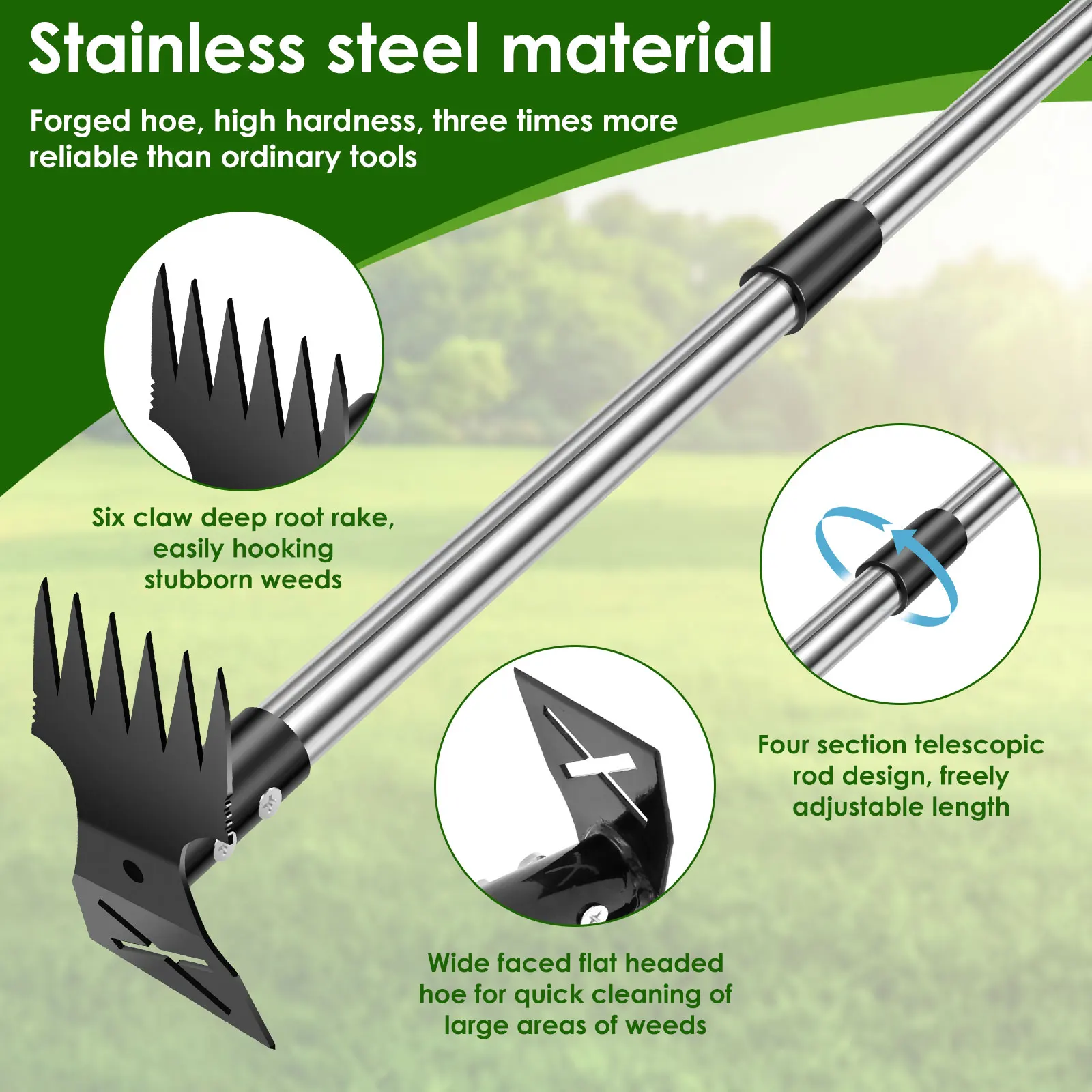 Garden Thatch Rake Stainless S - Weed Puller 评论和价格