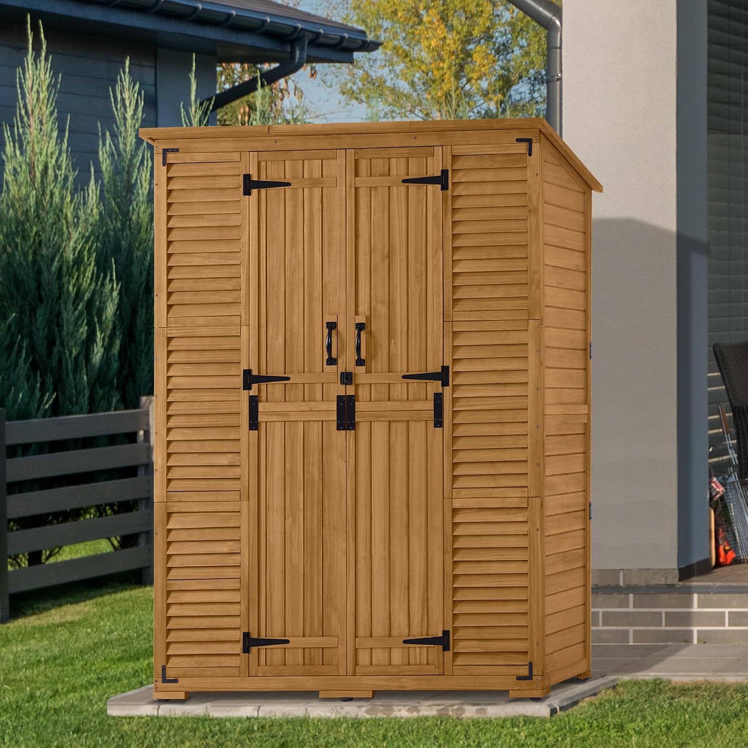 Outdoor Storage Cabinet with S - Gardening Tools Organizer 评论和价格