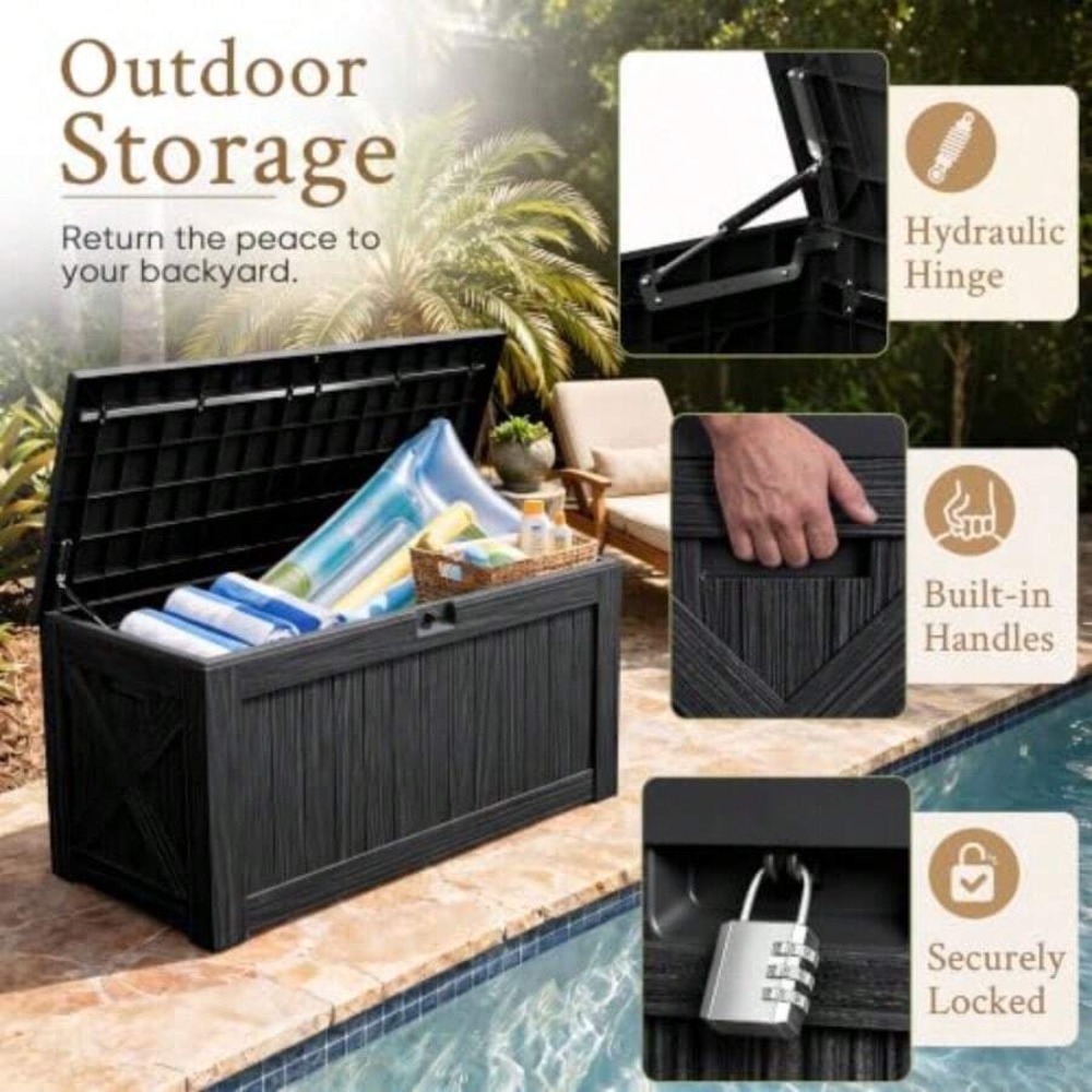 120 Gallon Deck Box Outdoor St - Gardening Tools Organizer 评论和价格