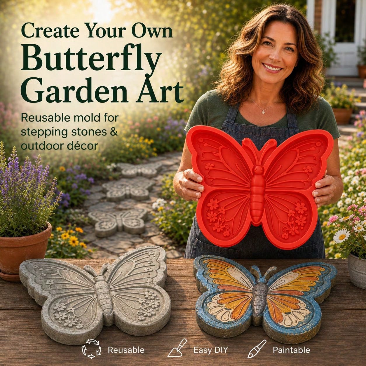 1pc Sunflower Stepping Stone M - Gardening Tools Gift Ideas 评论和价格