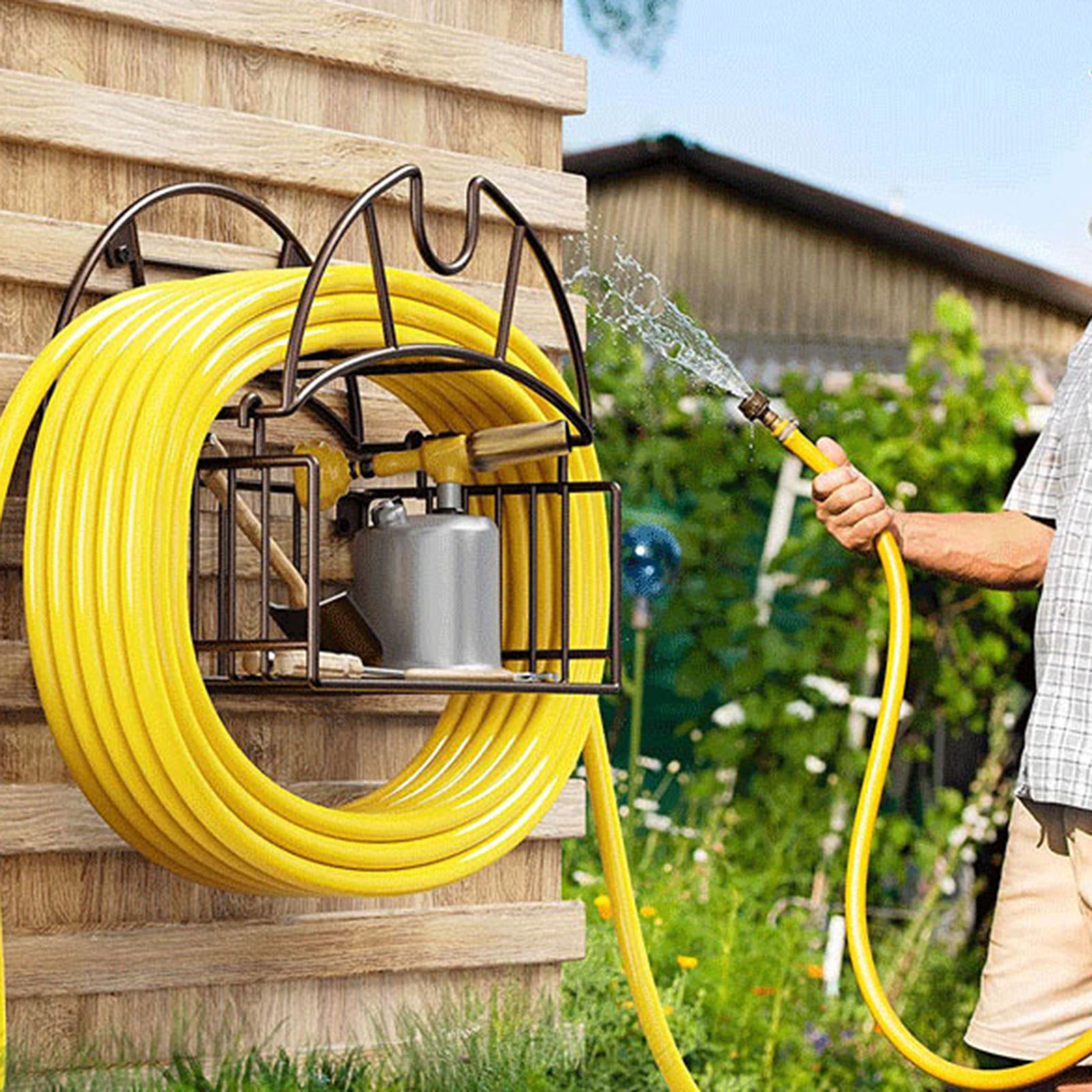 Wall Mount Garden Hose Holder  - Gardening Tools Organizer 评论和价格